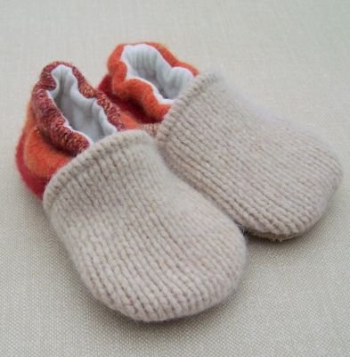 Oat Toe/Red Orange Heel Stripe, sz 12-18m Oat Toe/Red Orange Heel Stripe, sz 12-18m